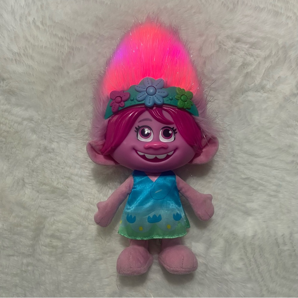 Dreamworks Troll Doll with Pink Hair and Blue Dress